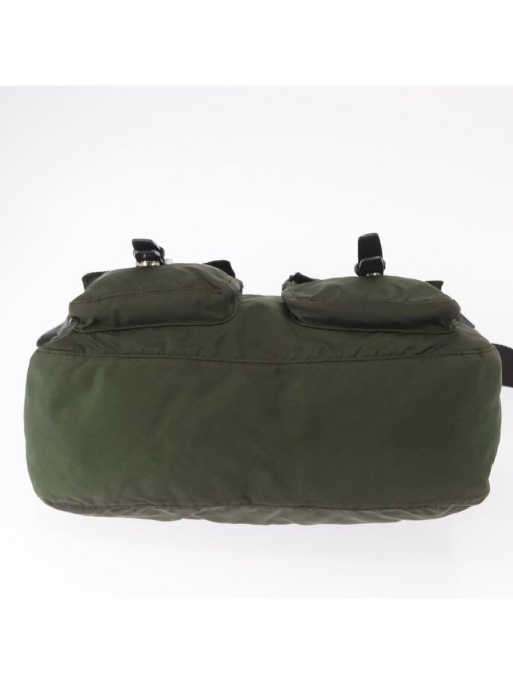 Authentic PRADA Shoulder Bag Nylon Khaki Silver - Picture 16 of 16